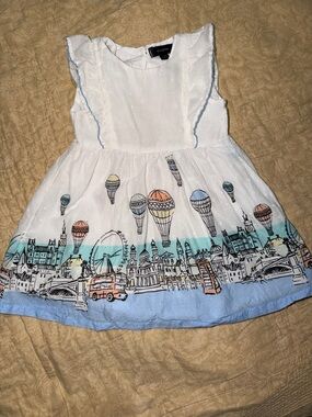Picapino toddler Dress Hot air Balloon  London print 12 mo.
